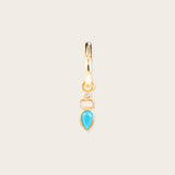 Turquoise Drop Charm Earring Gold