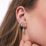 Turquoise Drop Charm Earring Gold