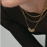 Double Chain Charm Necklace Gold - By Eda Dogan