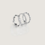 Leaf Triple Band Ring Set Silver