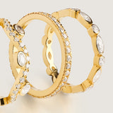 LEAF TRIPLE BAND RING SET GOLD