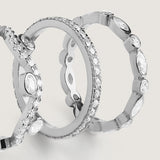 Leaf Triple Band Ring Set Silver