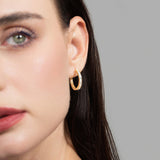 Baguette Stone Gold Hoop Earring - By Eda Dogan