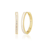 Baguette Stone Gold Hoop Earring