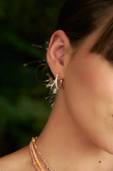 Baguette Stone Gold Hoop Earring