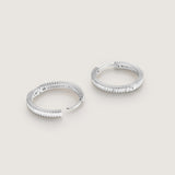 BAGUETTE STONE HOOP EARRING SILVER - By Eda Dogan