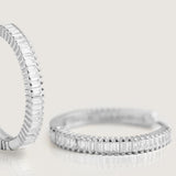 BAGUETTE STONE HOOP EARRING SILVER - By Eda Dogan