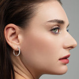 BAGUETTE STONE HOOP EARRING SILVER - By Eda Dogan