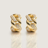 Cablel Edge Pave Huggie Earring Gold - By Eda Dogan