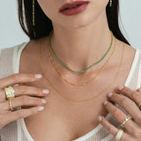 Green Stone Tennis Choker - By Eda Dogan