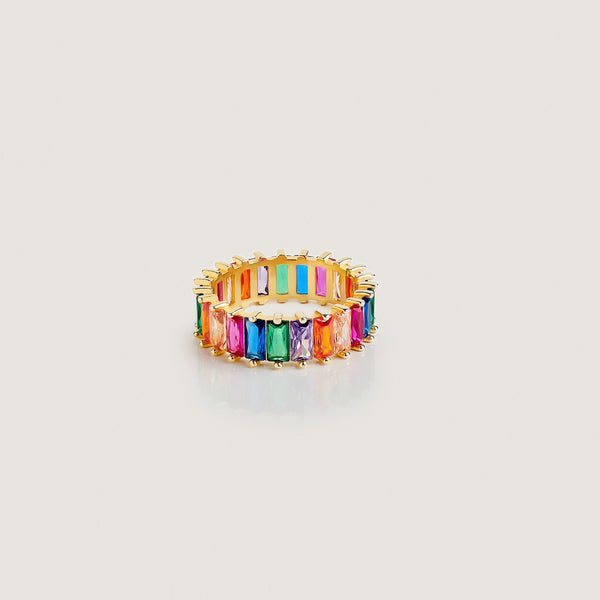 Multicolour Baguette Stone Eternity Ring - By Eda Dogan