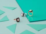Square Signet Deco Black Spinel Ring Gold