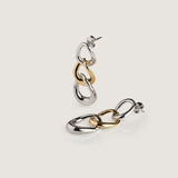 THREE CURB CHAIN LINKS EARRINGS IN METAL AND GOLD - By Eda Dogan