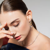 THREE CURB CHAIN LINKS EARRINGS IN METAL AND GOLD - By Eda Dogan