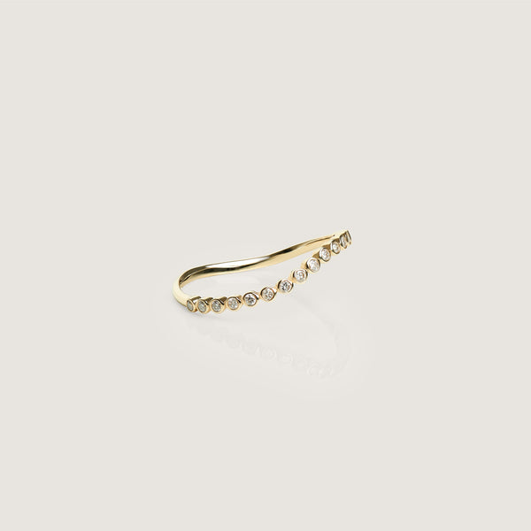 Wave 14k Gold Diamond Ring - By Eda Dogan