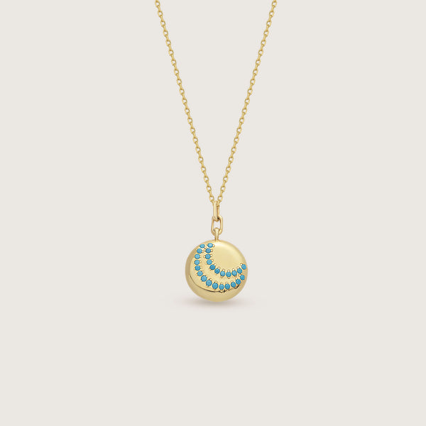 Turquoise Crescent Gold Pendant