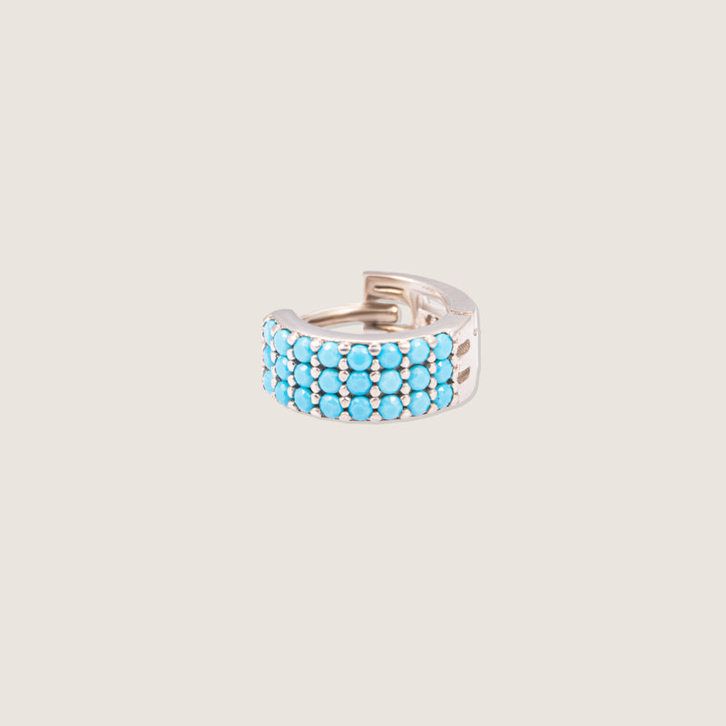 Turquoise Whisper Hoop Earring Silver