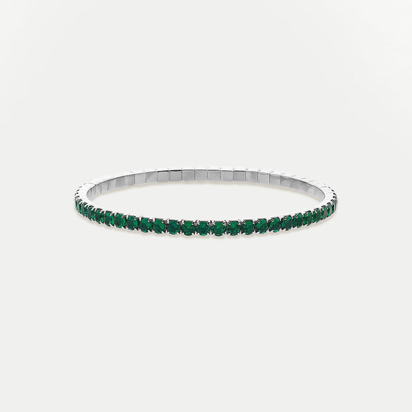 Emerald Green Baguette Stretch Tennis Bracelet - By Eda Dogan