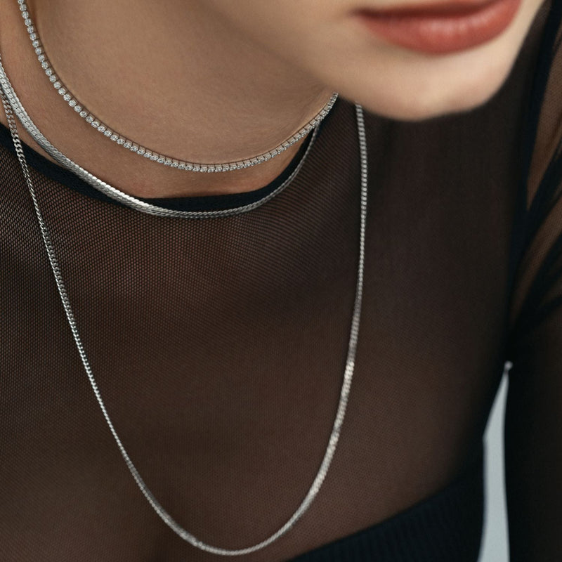 Snake Chain Necklace Silver Tone - By Eda Dogan