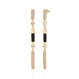 Black and Stone Drop Evening Earring