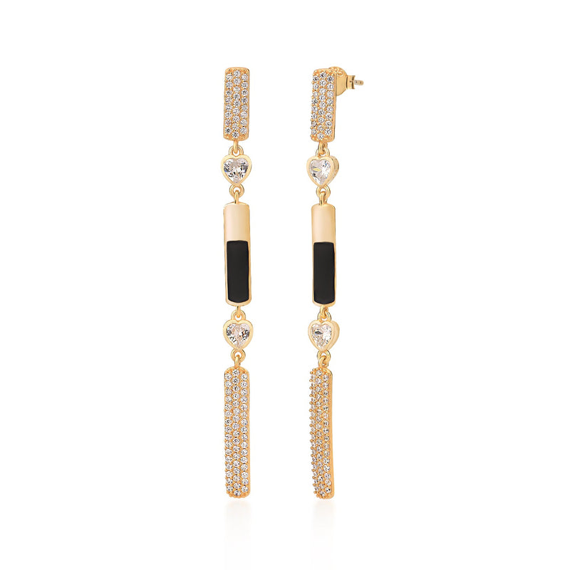 Black and Stone Drop Evening Earring