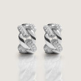 Cable Edge Pave Huggie Earring Silver - By Eda Dogan