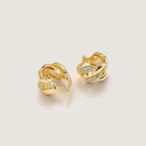 Cablel Edge Pave Huggie Earring Gold - By Eda Dogan