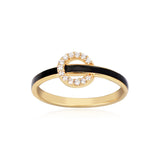 Dainty Black Enamel Gold Ring