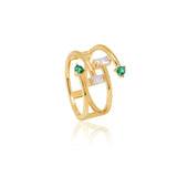 Deco Green Gold Agate Ring