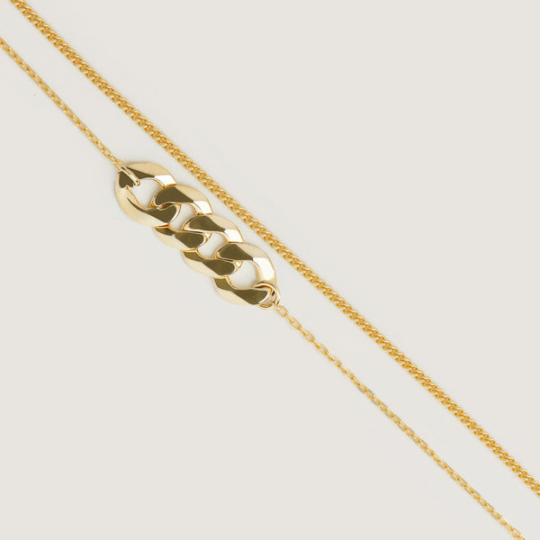 Double Chain Charm Necklace Gold - By Eda Dogan