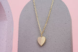 Engravable Heart Locket Aegis Chain Gold Plate Necklace