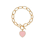Gold Chunky Chain with Heart Charm Bracelet