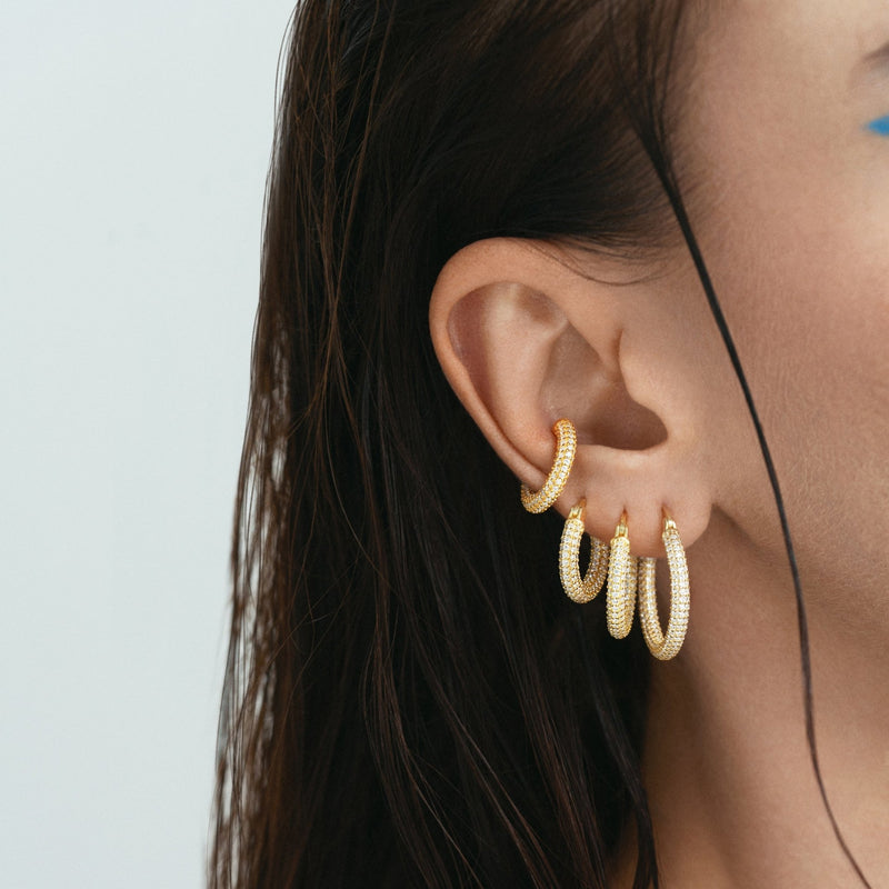Gold Skinny Sparkling Ear Cuf - By Eda Dogan
