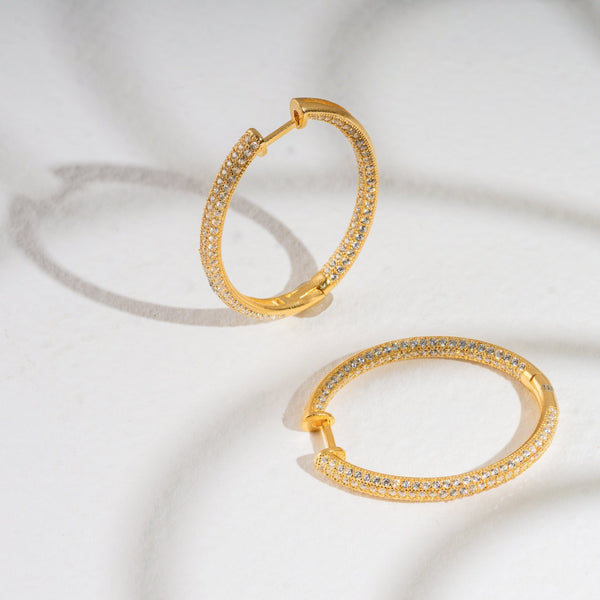 Hoop Pave-Embellished Earring Gold