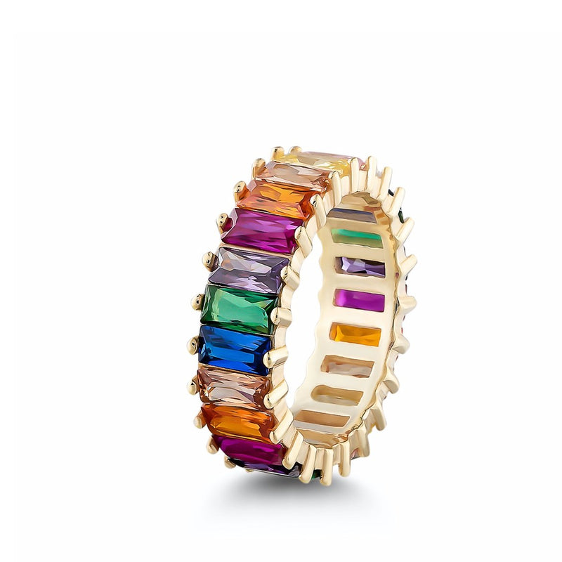 Multicolour Baguette Stone Eternity Ring