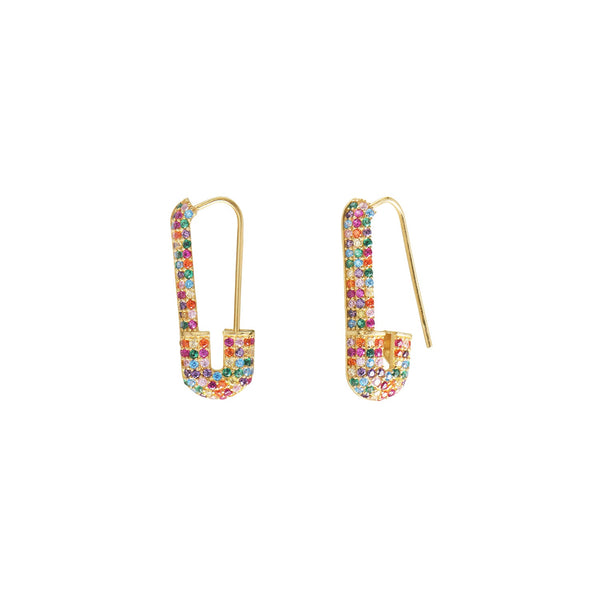 Rainbow Safety Pin Earring