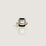 Square Signet Deco Black Spinel Ring Gold - By Eda Dogan