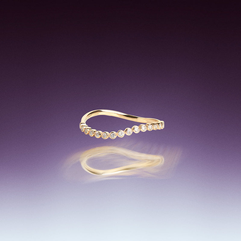 Wave 14k Gold Diamond Ring - By Eda Dogan