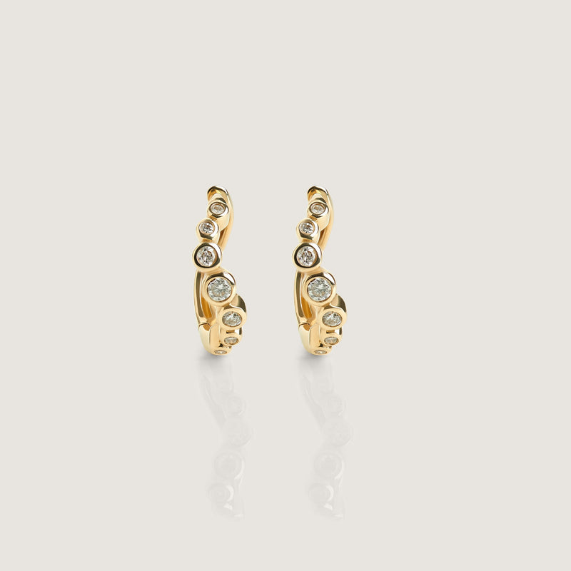 Wave Hoop 14K Gold Diamond Earring - By Eda Dogan
