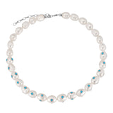 White Pearl Turquoise stone 18ct Gold necklace