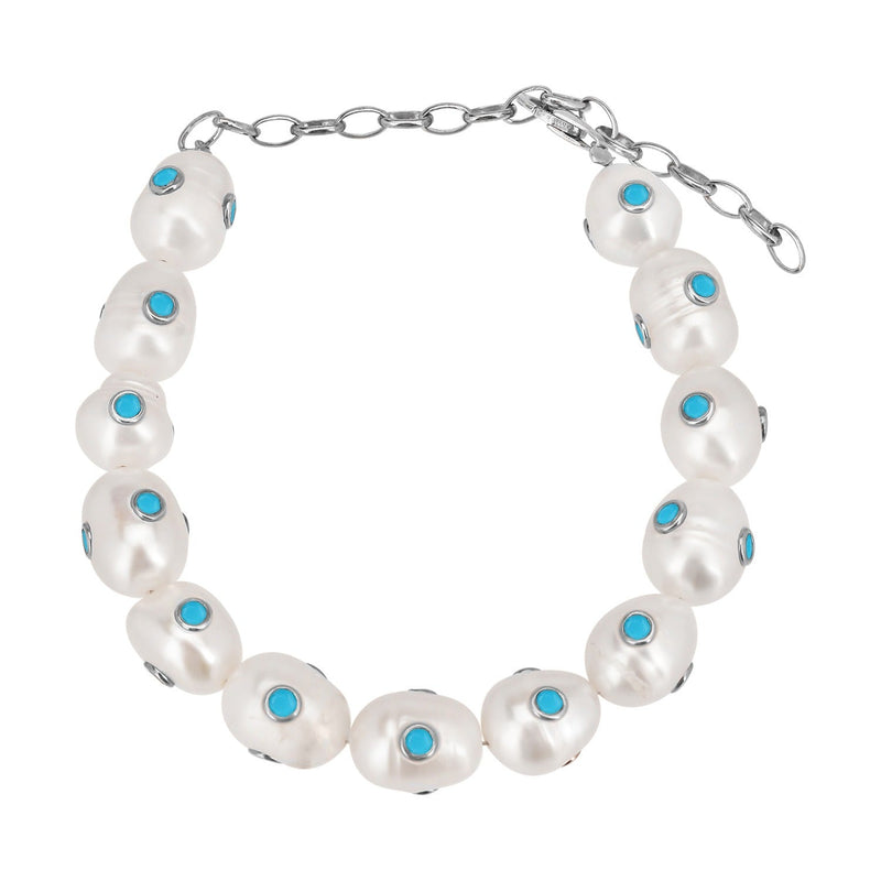 White Pearl Turquoise Stone Bracelet